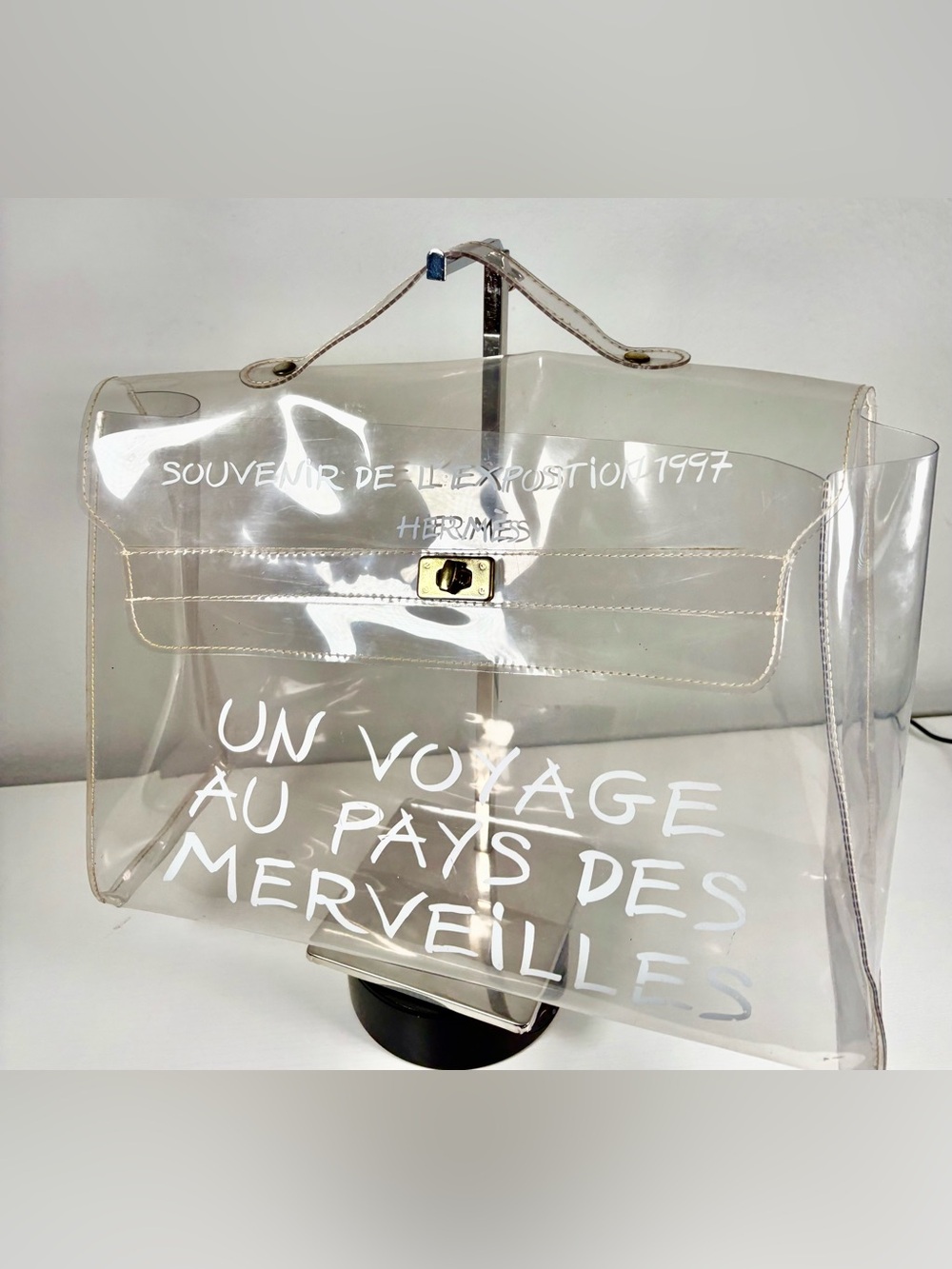 HERMES Vintage Transparent Vinyl, Souvenir De L'Exposition Kelly Bag - Picture 1 of 11